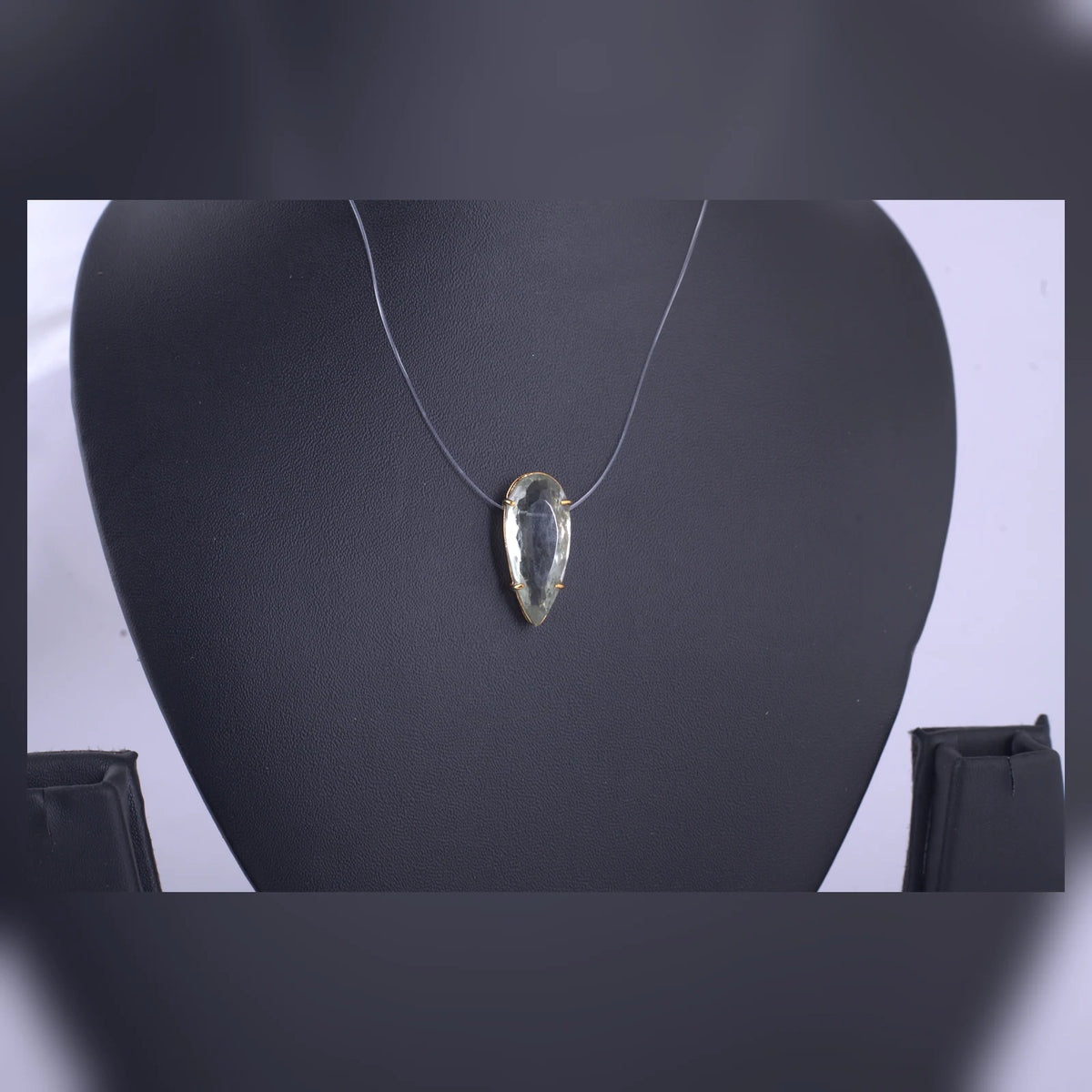 Clear Teardrop Stone Pendant Necklace — view A