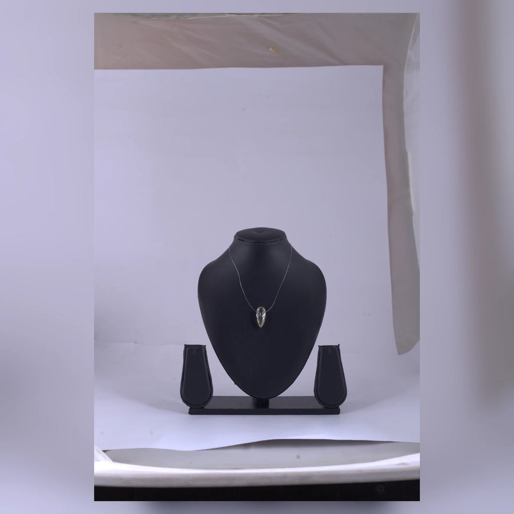 Clear Teardrop Stone Pendant Necklace — view B