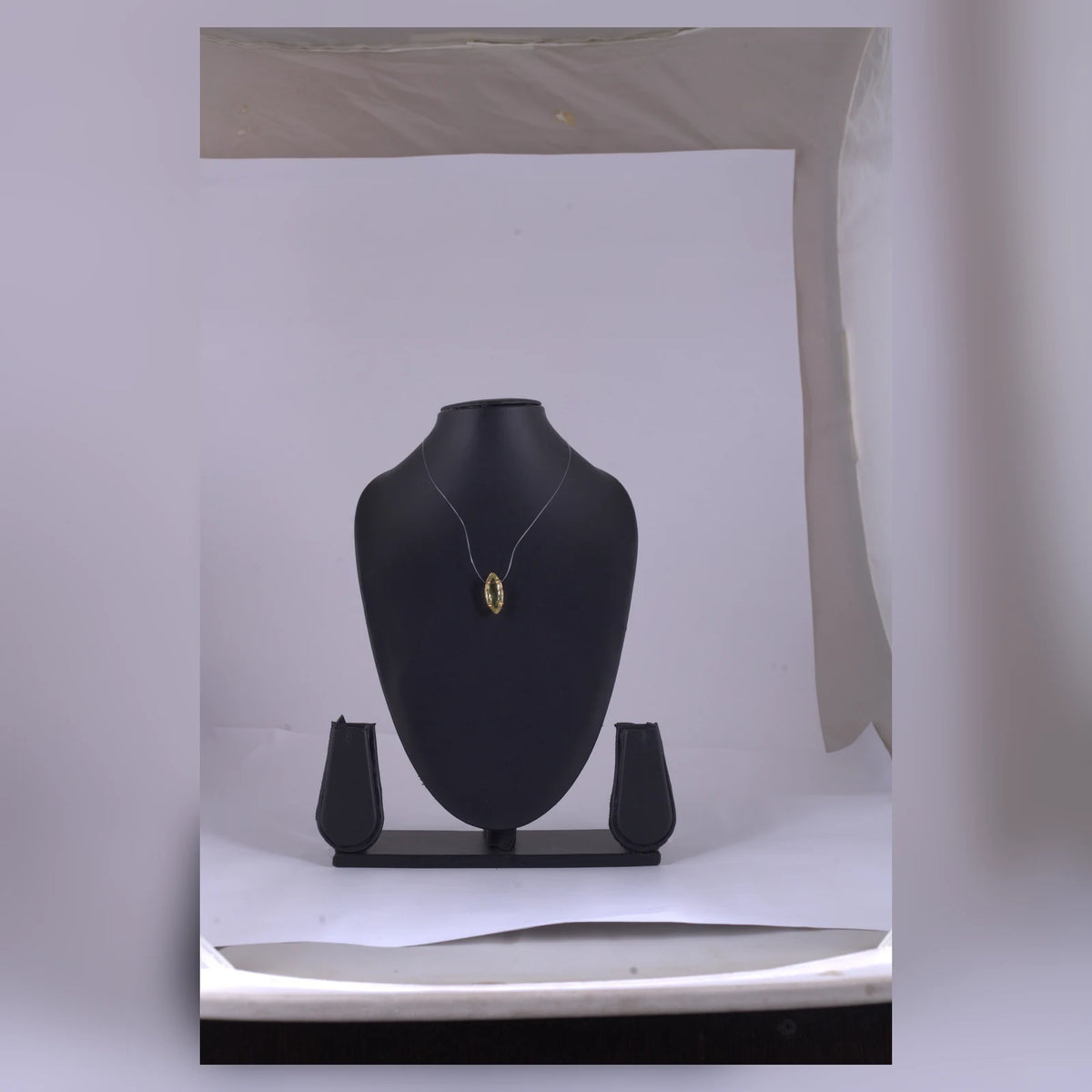 Gold-Tone Marquise Pendant Necklace — view A