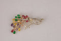 Multicolour Crystal Peacock Brooch with Gold-Tone Finish