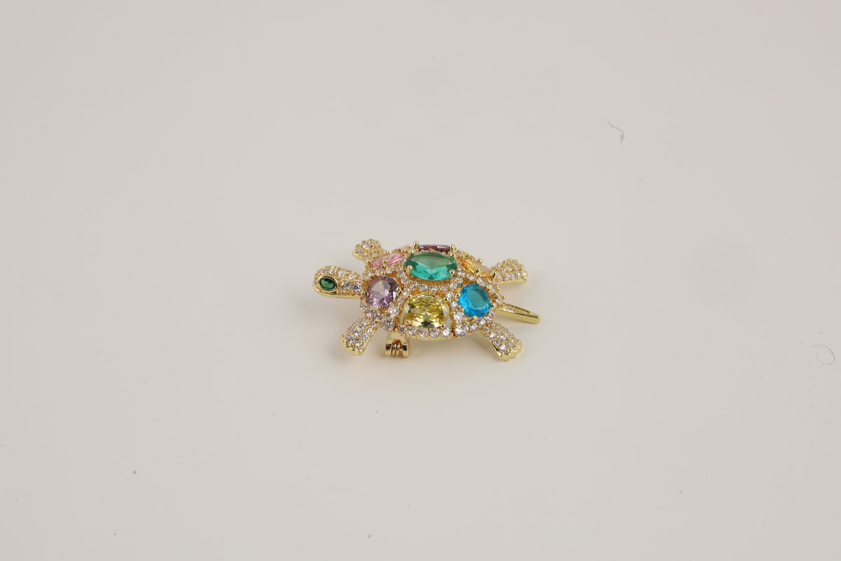 Multicolour Crystal Starfish Brooch with Gold-Tone Finish