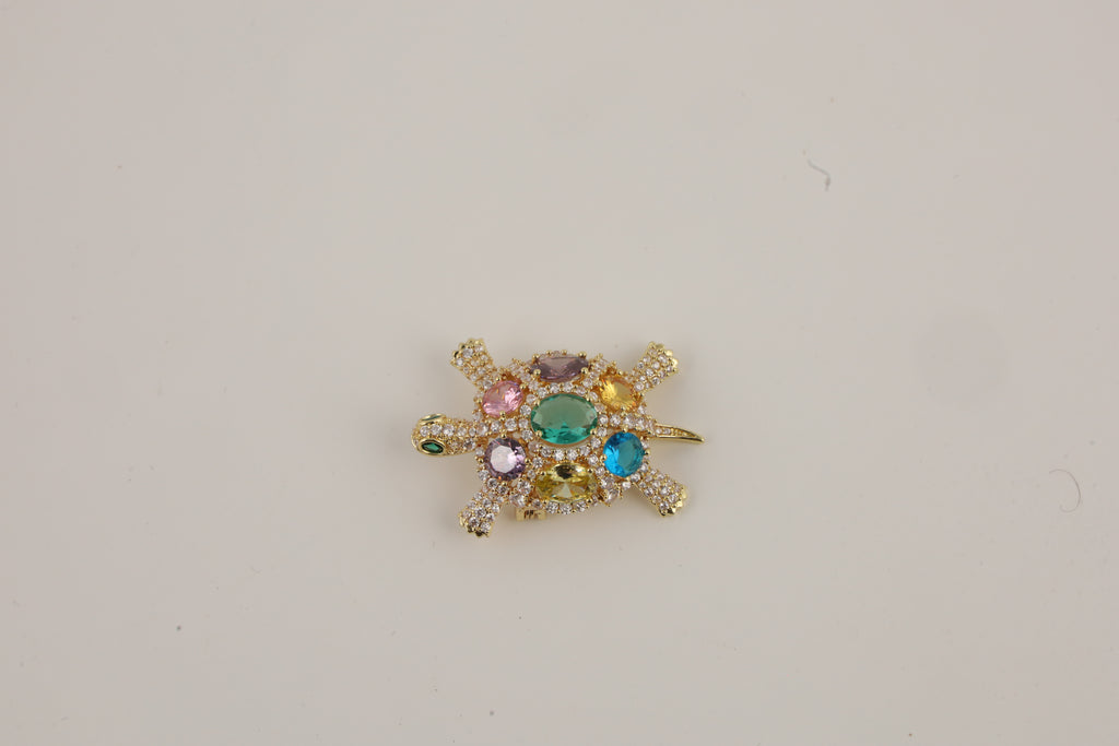 Multicolour Crystal Starfish Brooch with Gold-Tone Finish