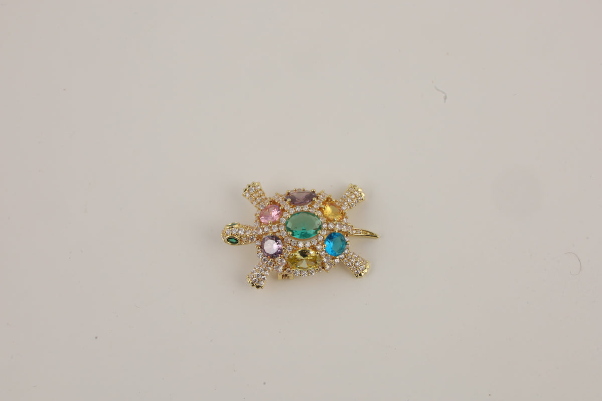 Multicolour Crystal Starfish Brooch with Gold-Tone Finish