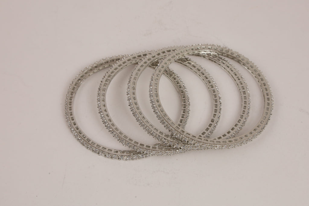 Silver-Tone Crystal Studded Cuff Bracelet