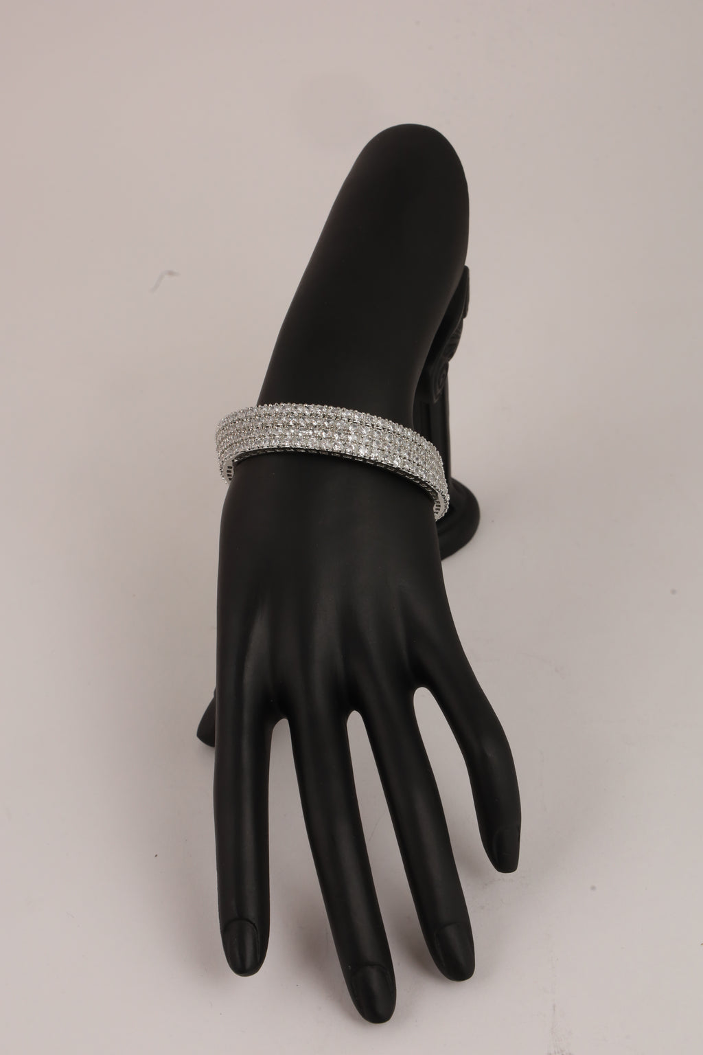 Silver-Tone Crystal Studded Cuff Bracelet