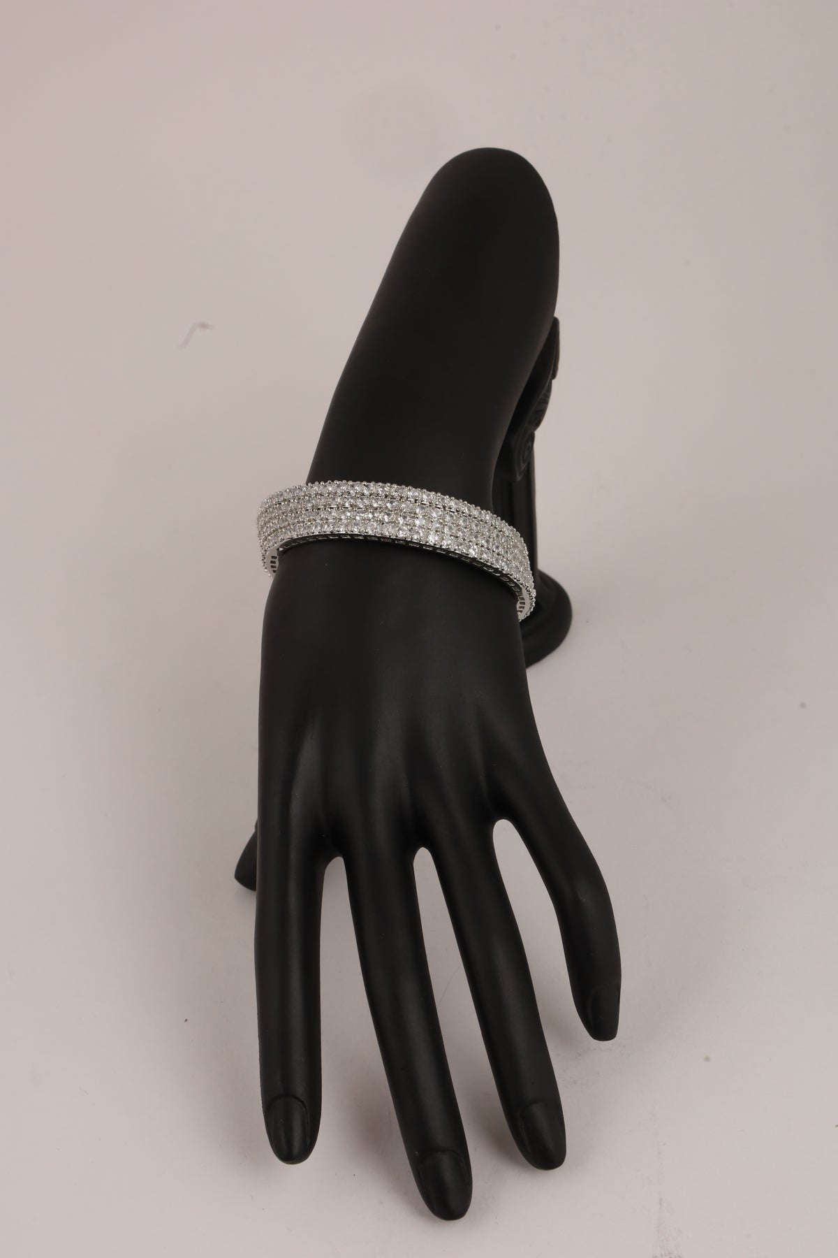 Silver-Tone Crystal Studded Cuff Bracelet