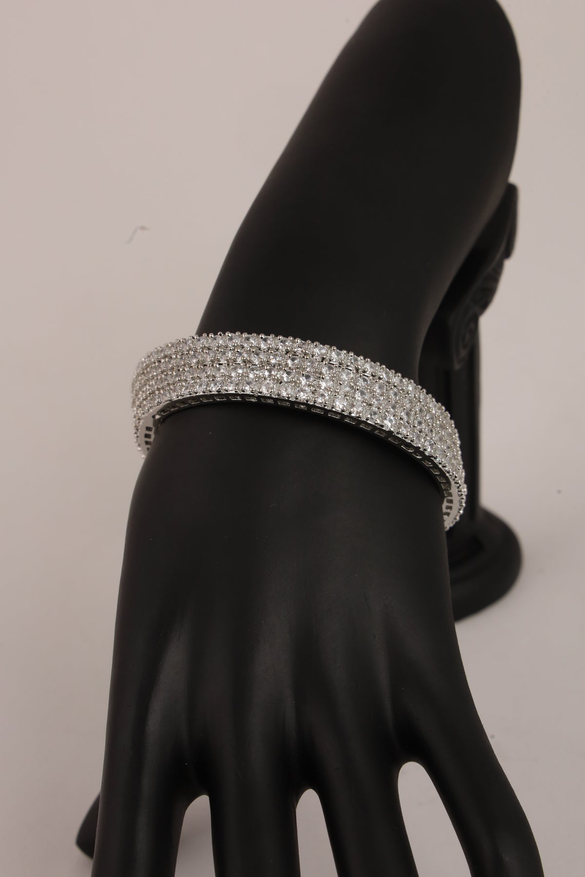 Silver-Tone Crystal Studded Cuff Bracelet