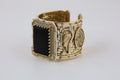 Antique Gold Black Stone Cuff Bracelet