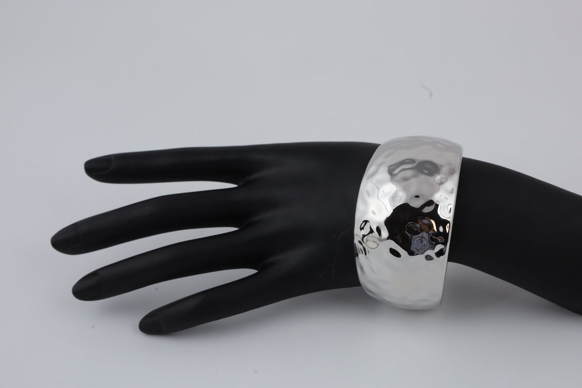 Silver-Tone Hammered Cuff Bracelet