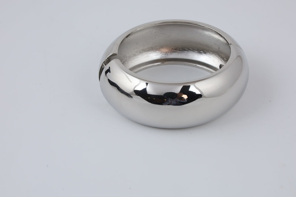 Silver-Tone Sculptural Dome Cuff Bracelet