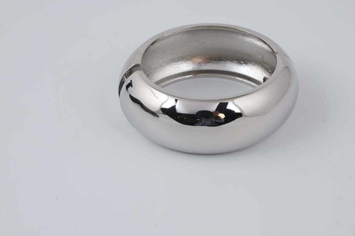 Silver-Tone Sculptural Dome Cuff Bracelet