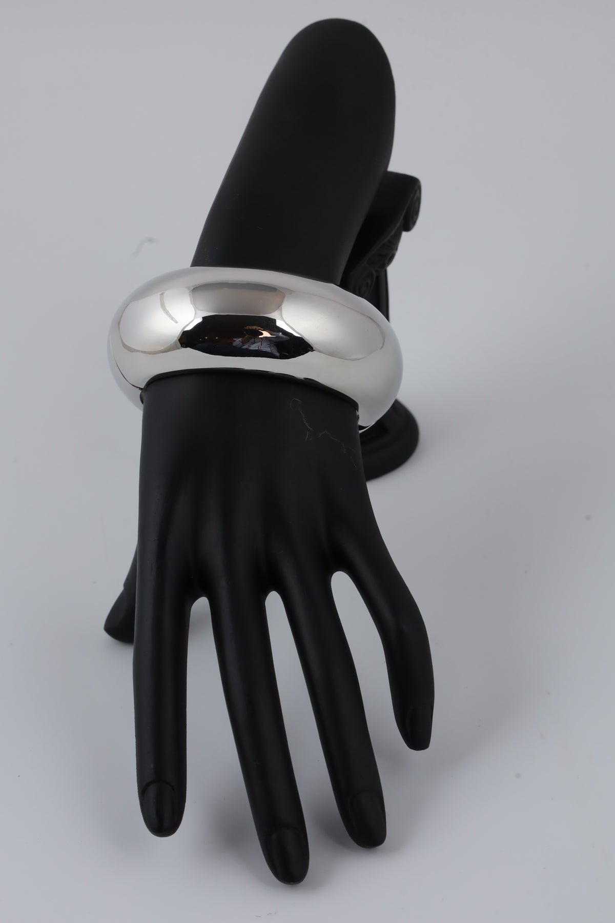 Silver-Tone Sculptural Dome Cuff Bracelet