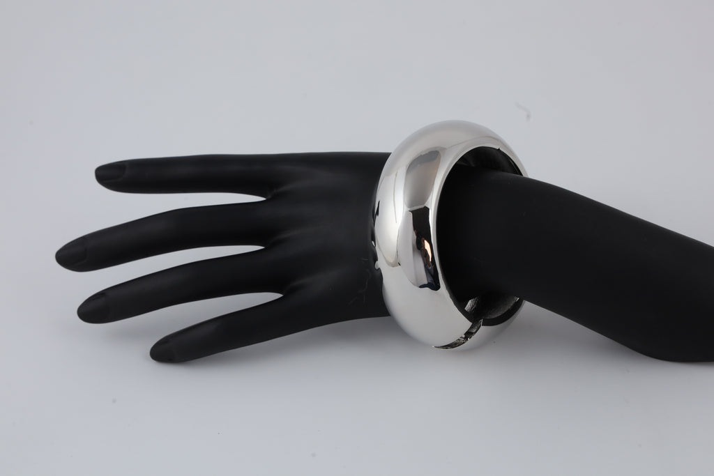 Silver-Tone Sculptural Dome Cuff Bracelet