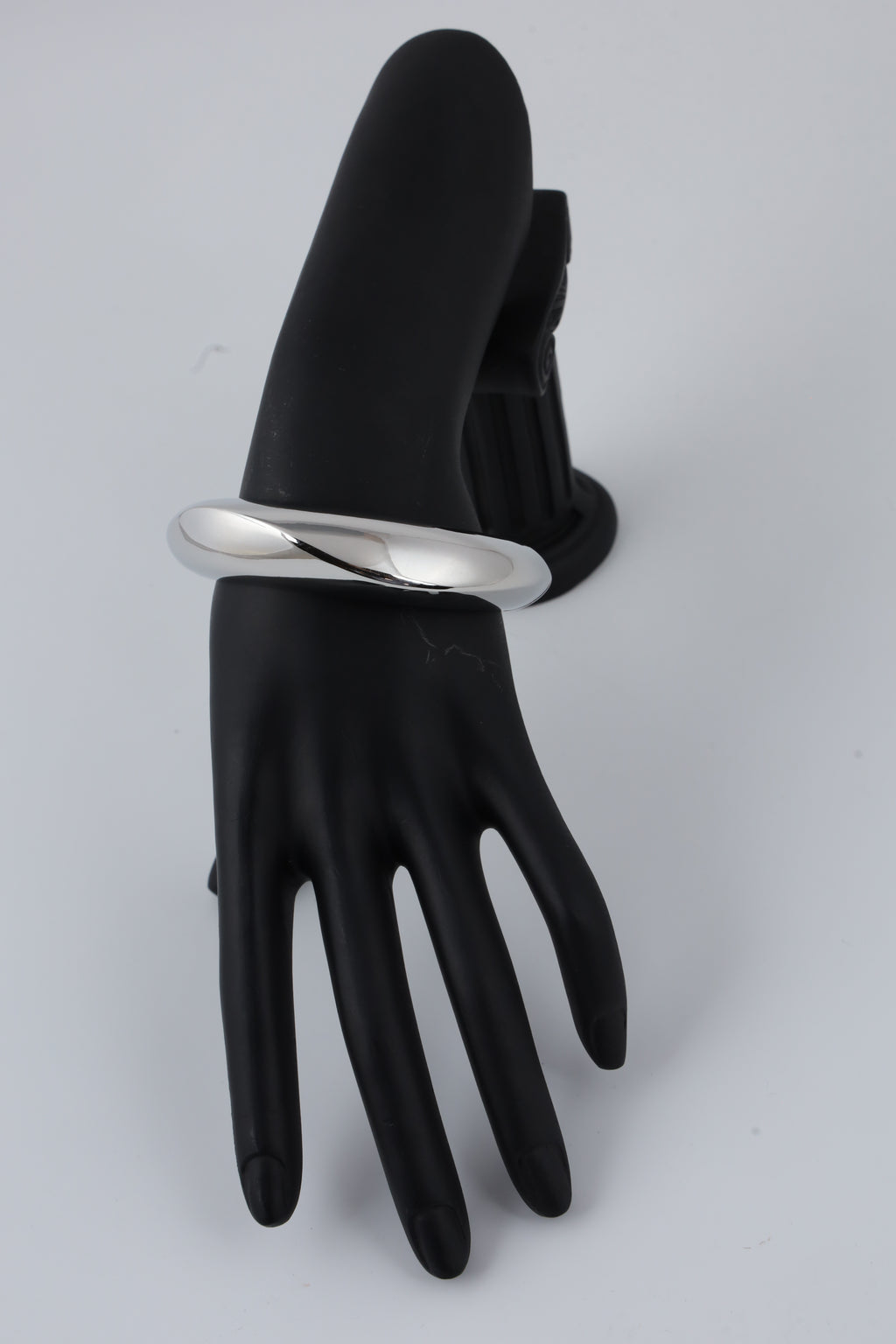 Silver-Tone Sculptural Oval Cuff Bracelet