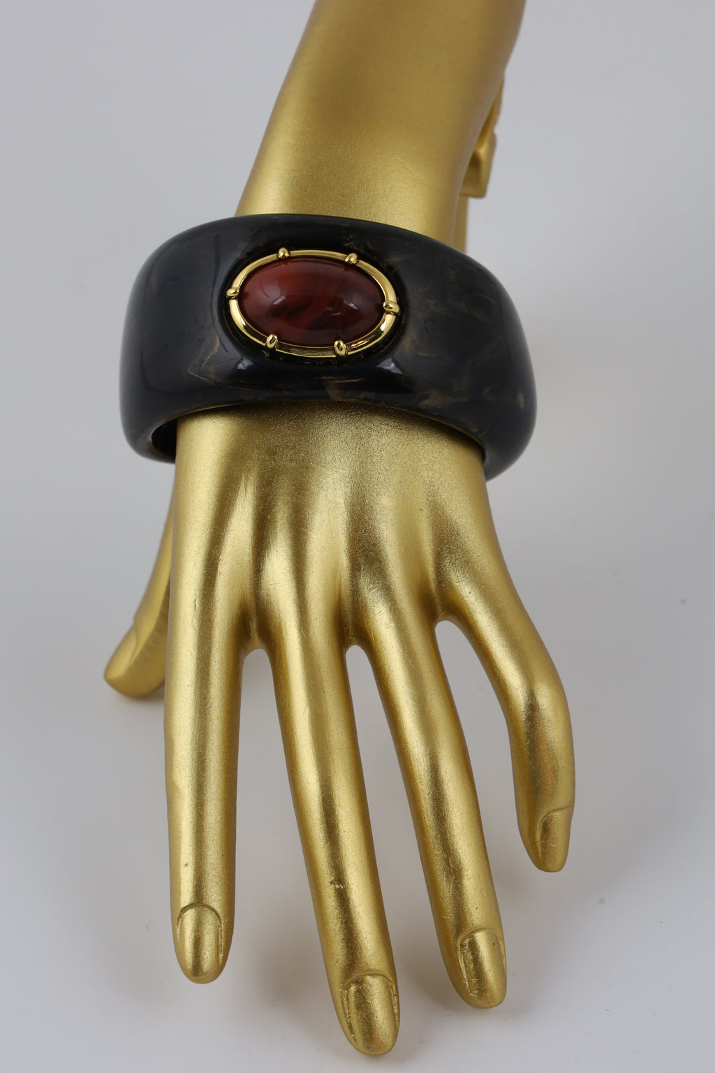 Black Bangle with Red Stone | Statement Jewellery