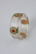 Ivory Statement Bangle with Red & Green Stones