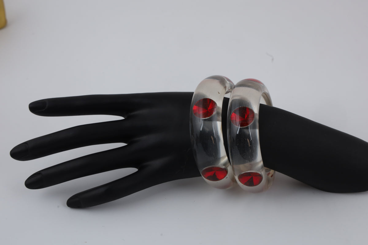 Ivory Bangle with Red Stones | Statement Jewellery