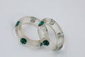 Ivory Bangle with Green Stones | Statement Jewellery