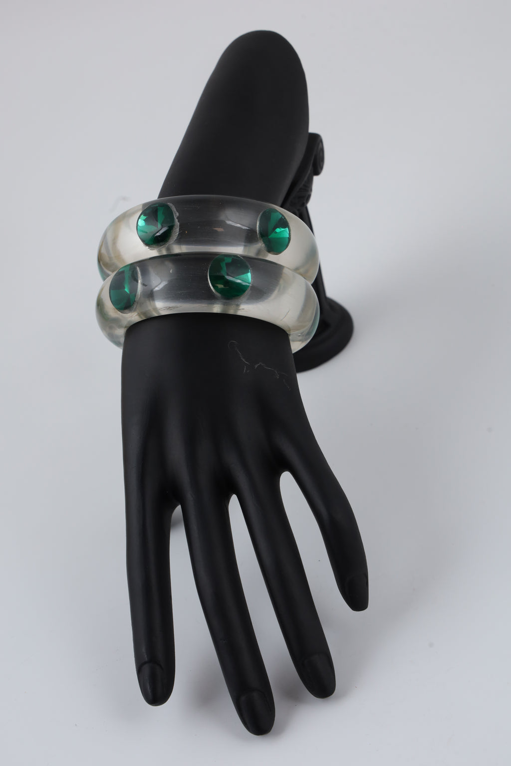 Ivory Bangle with Green Stones | Statement Jewellery