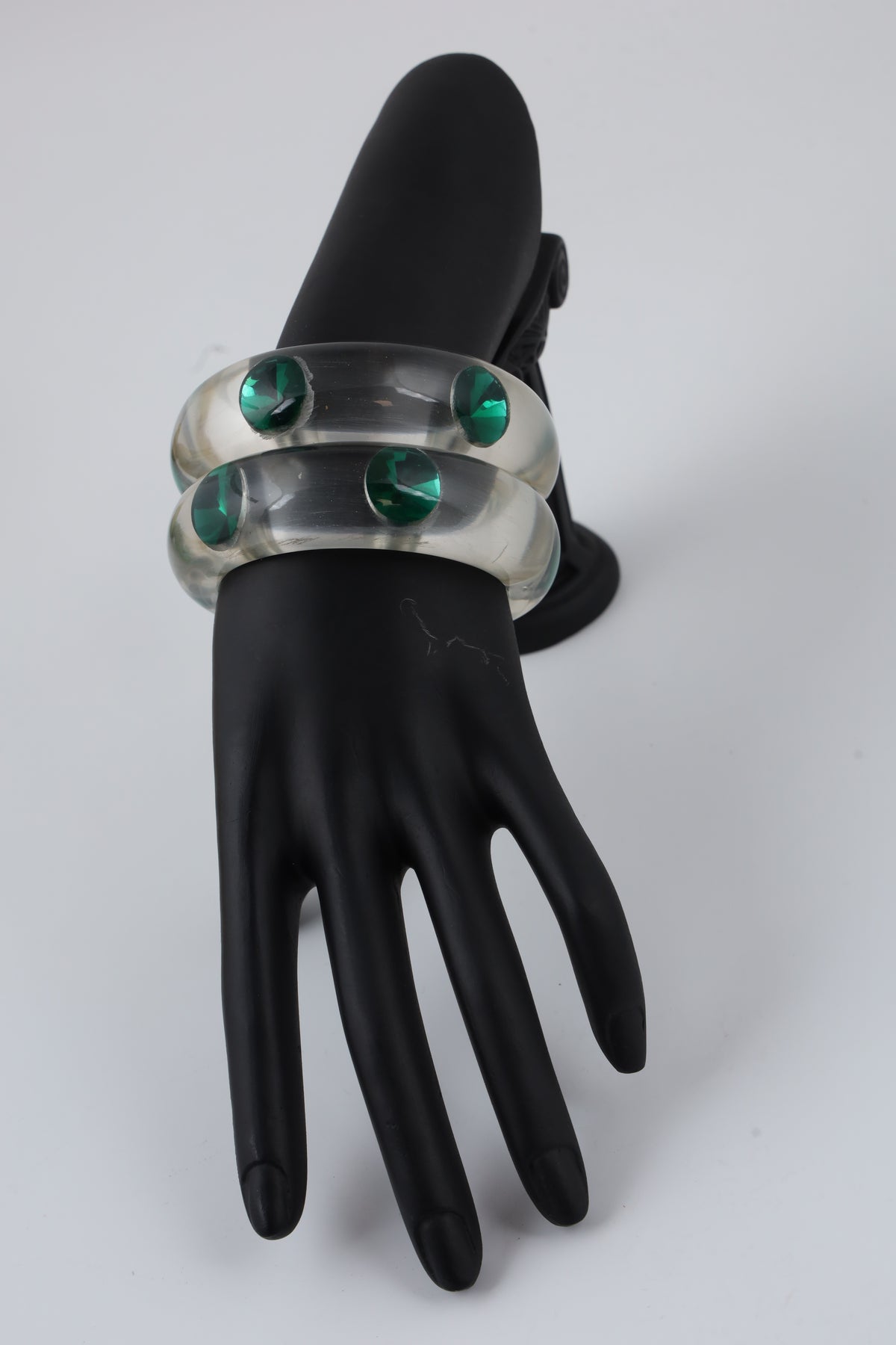 Ivory Bangle with Green Stones | Statement Jewellery
