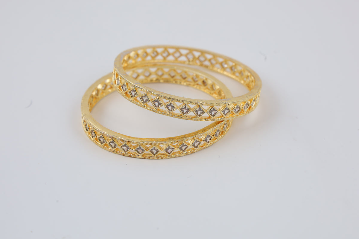 Gold-Tone Bangles with Mirror Work | Designer Jewellery
