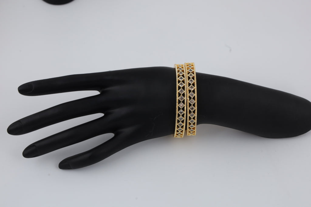 Gold-Tone Bangles with Mirror Work | Designer Jewellery