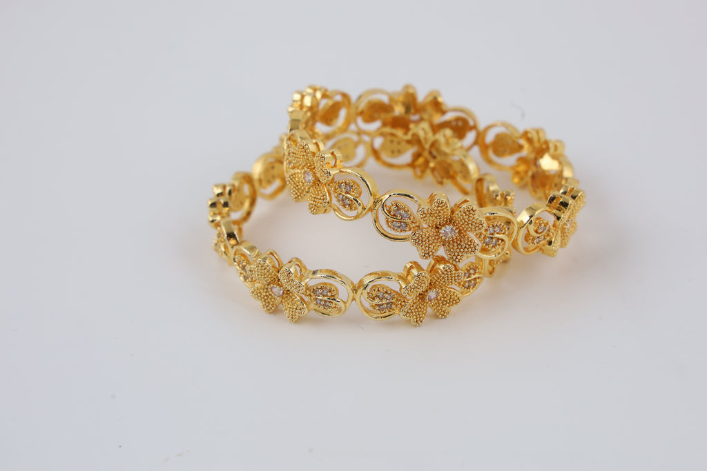 Gold-Tone Floral Bangles