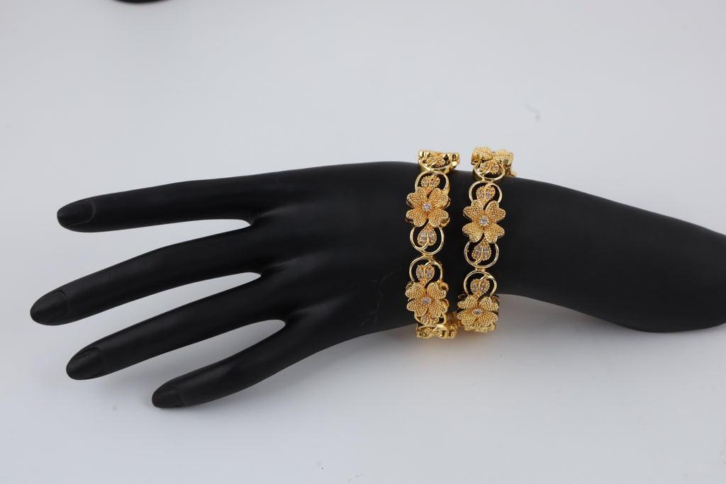 Gold-Tone Floral Bangles