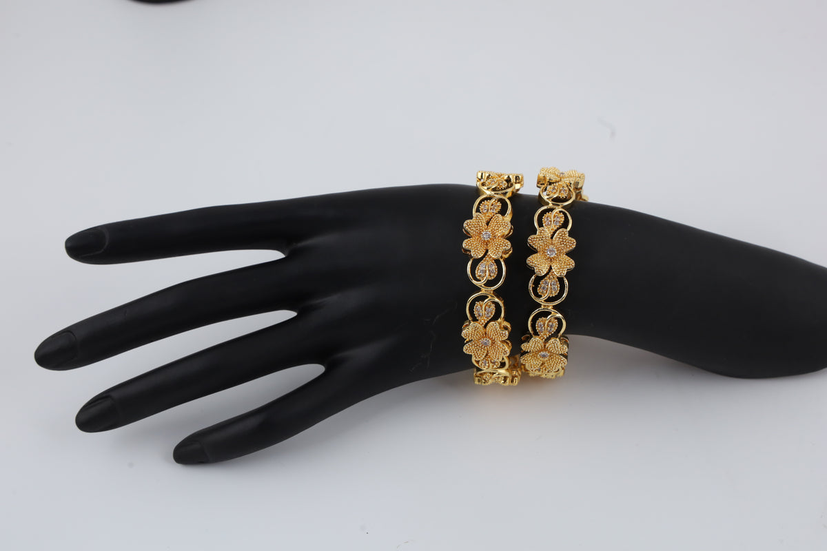 Gold-Tone Floral Bangles