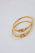 Gold-Tone Bangles with Red Stones