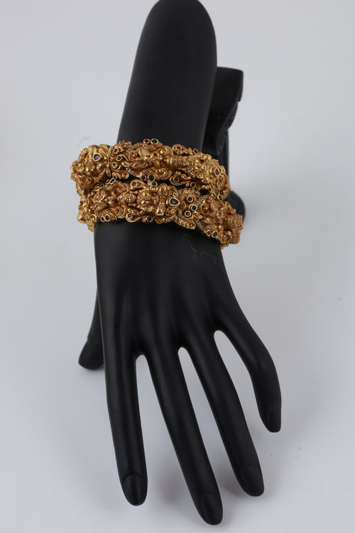 Antique Gold-Tone Temple Bangles