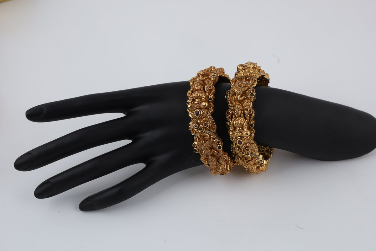 Antique Gold-Tone Temple Bangles