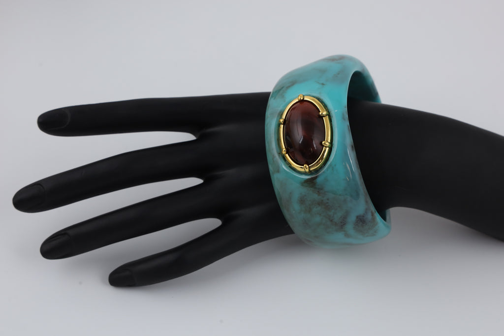 Turquoise Cuff Bracelet with Oval Stone