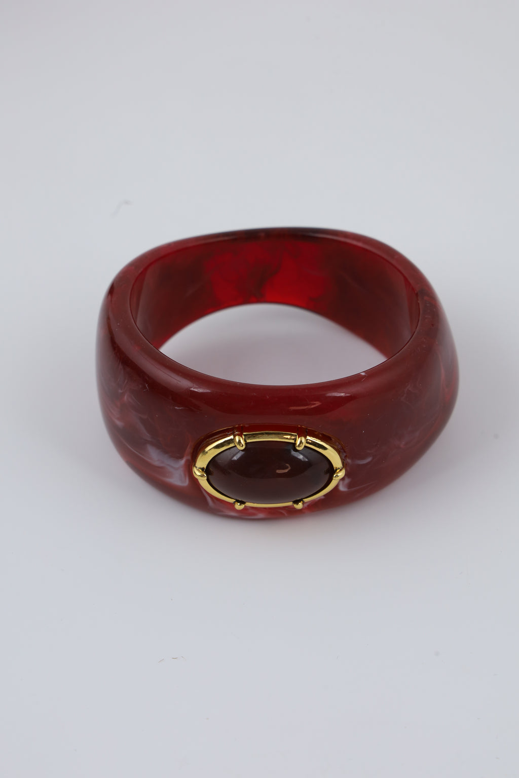 Maroon Cuff Bracelet with Oval Stone