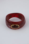 Maroon Cuff Bracelet with Oval Stone