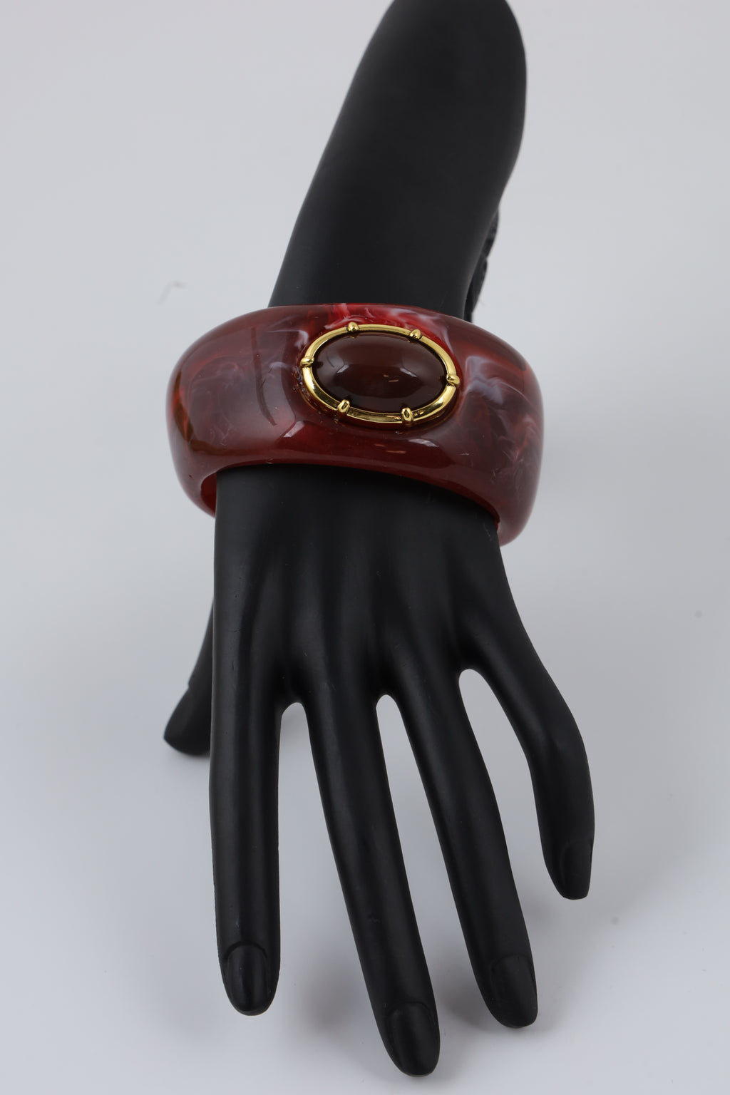 Maroon Cuff Bracelet with Oval Stone