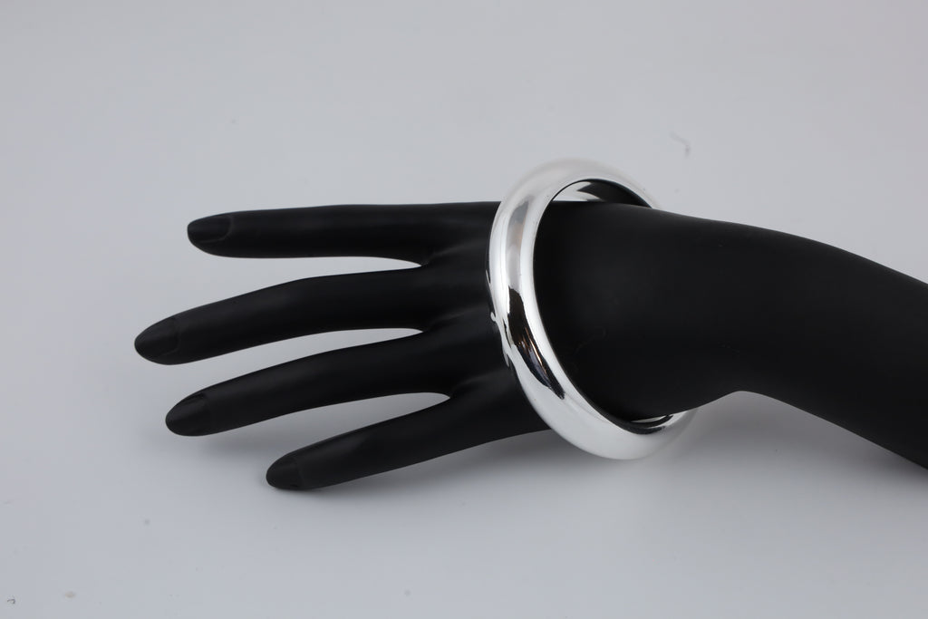 Silver-Tone Minimalist Bangle Bracelet