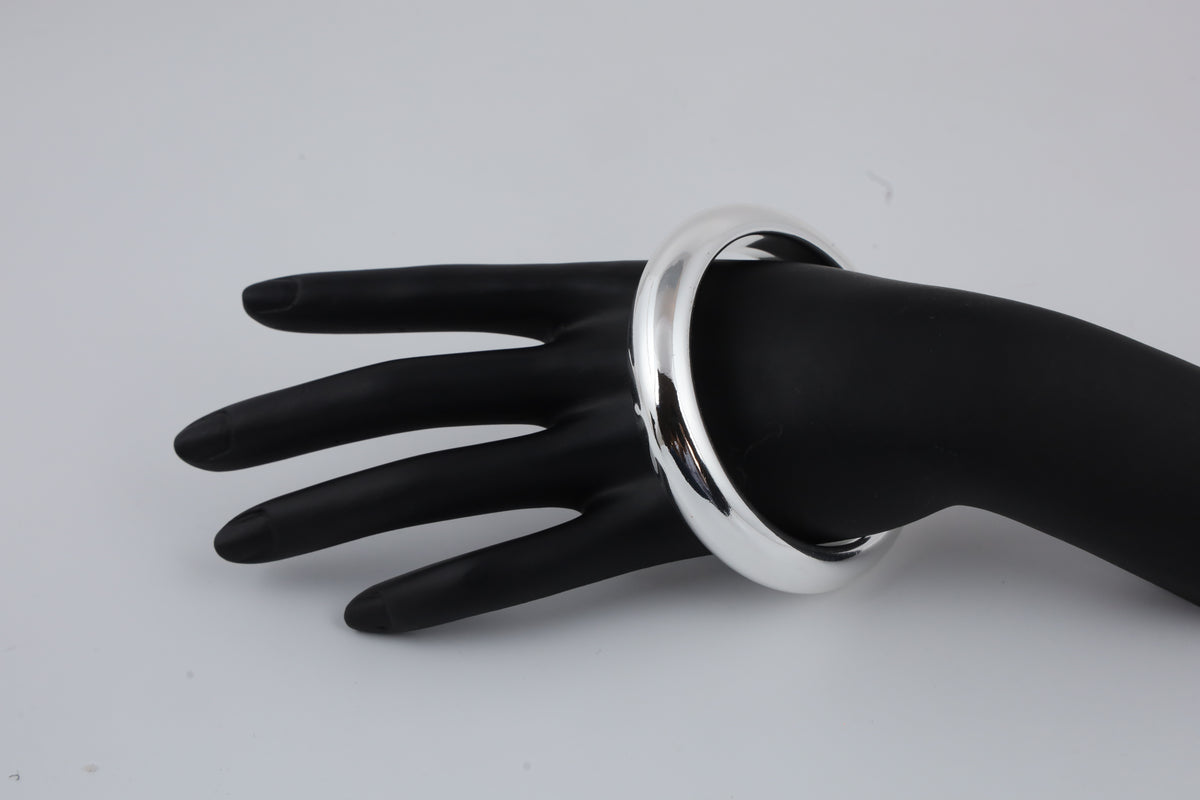 Silver-Tone Minimalist Bangle Bracelet