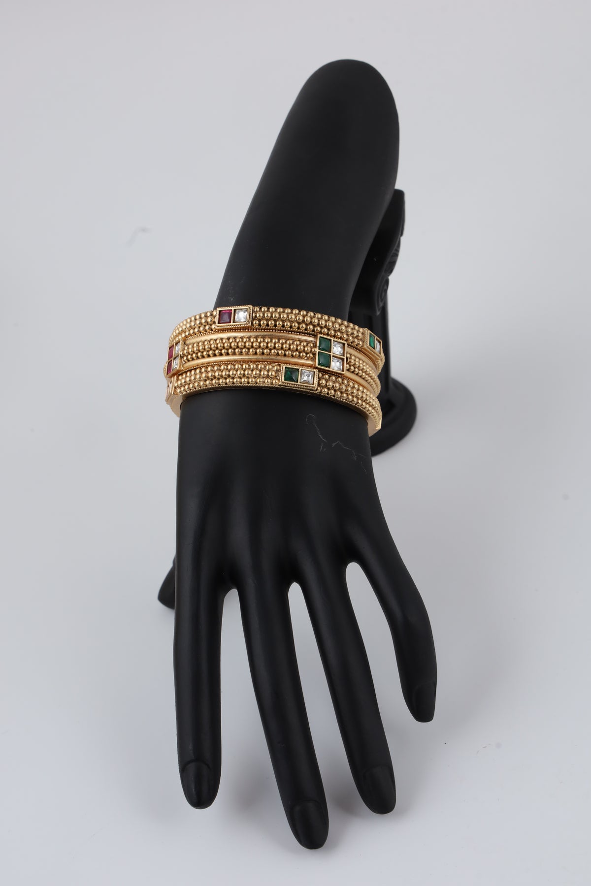 Gold-Tone Multicolour Stone Bangles Set