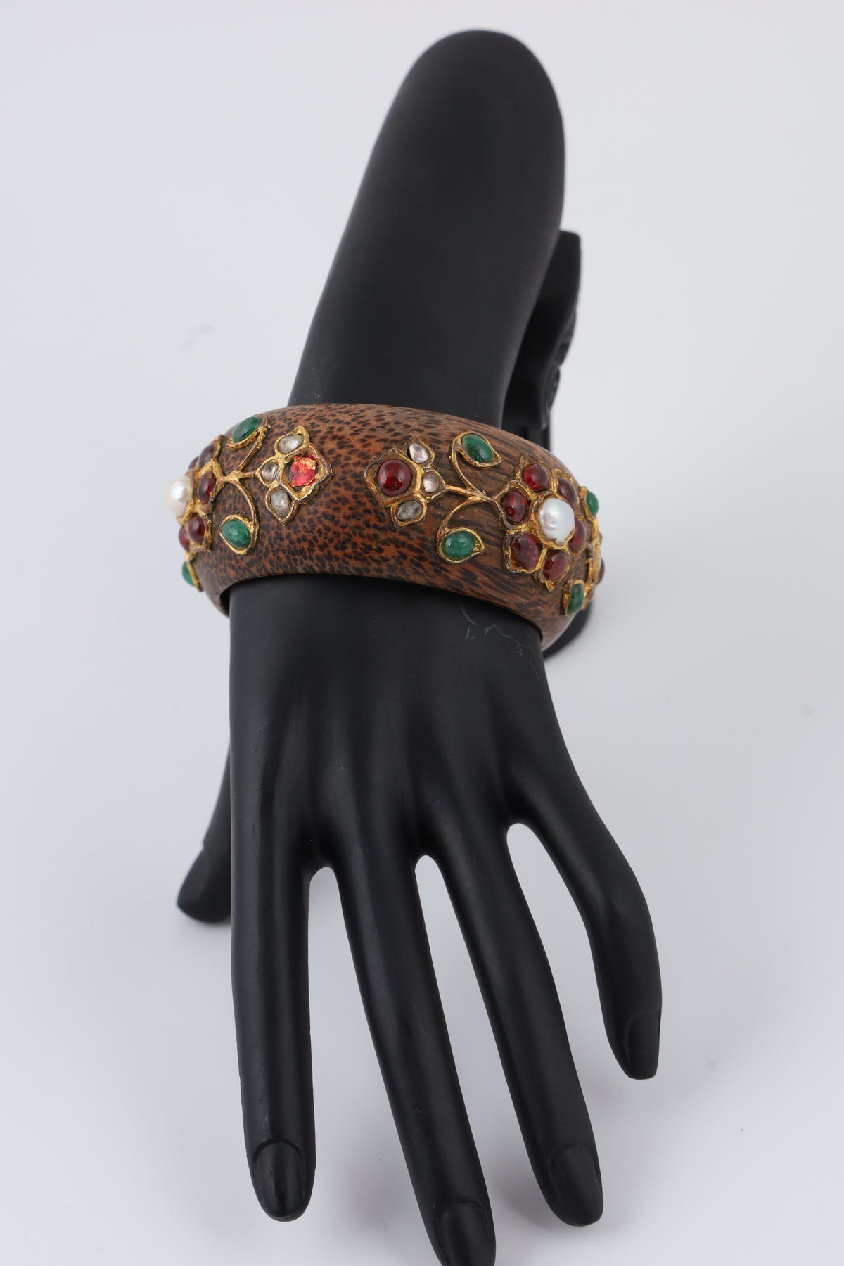 Brown Floral Stone Cuff Bangle