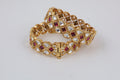 Gold-Tone Red & White Stone Bracelet