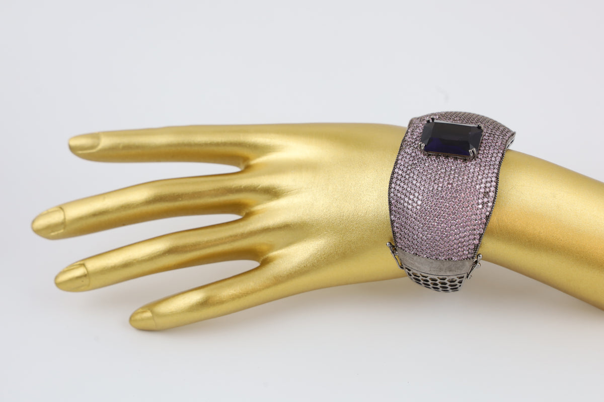 Purple Stone Crystal Cuff Bracelet