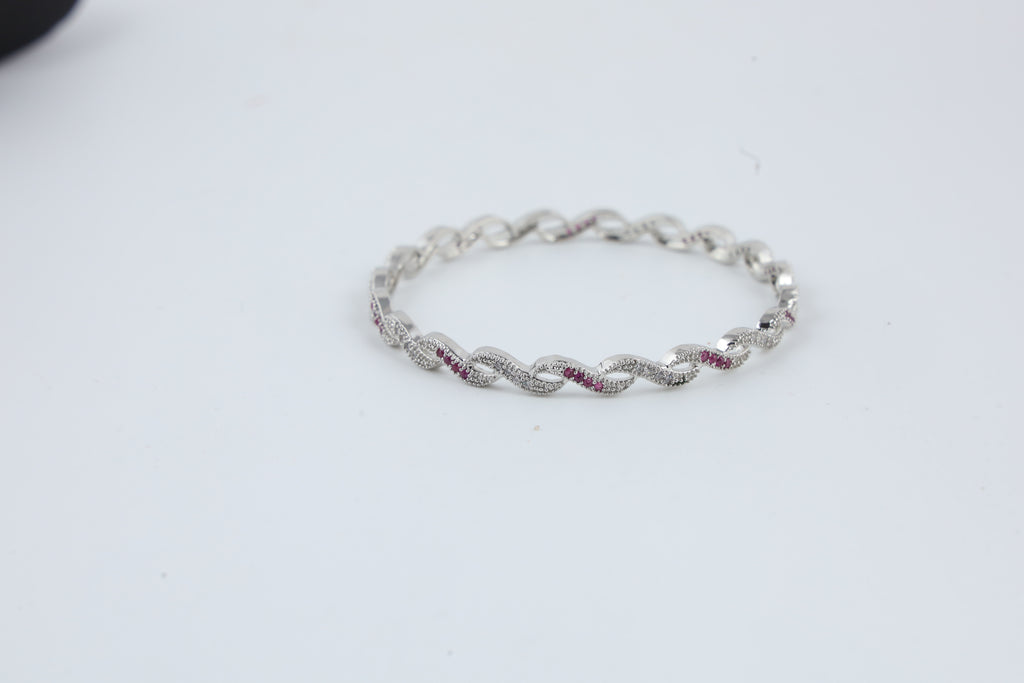 Silver-Tone Pink Stone Bracelet