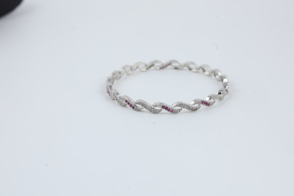 Silver-Tone Pink Stone Bracelet