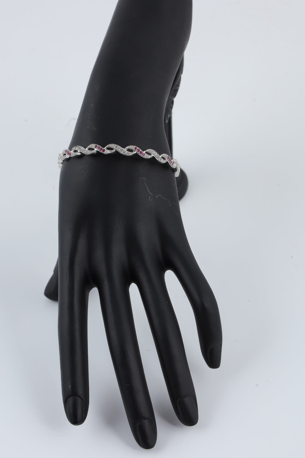 Silver-Tone Pink Stone Bracelet