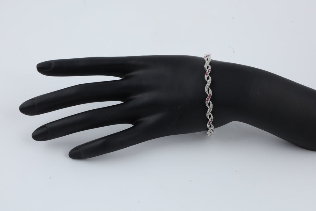 Silver-Tone Pink Stone Bracelet