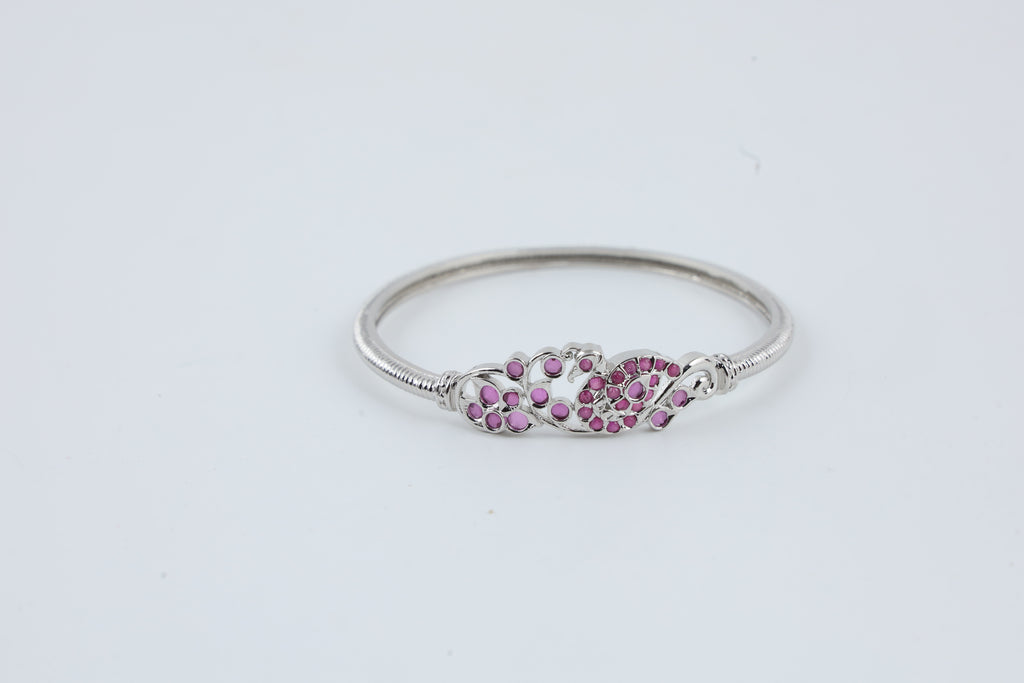 : Silver-Tone Pink Stone Bracelet