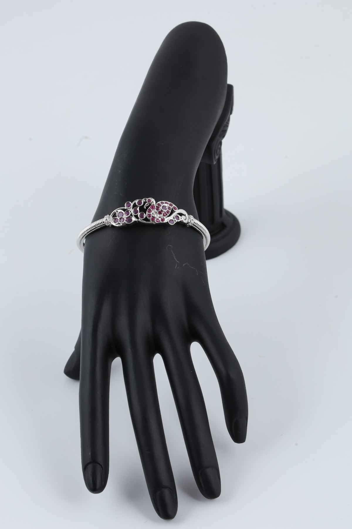 : Silver-Tone Pink Stone Bracelet