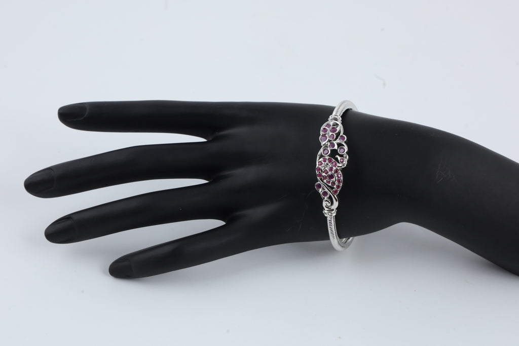 : Silver-Tone Pink Stone Bracelet