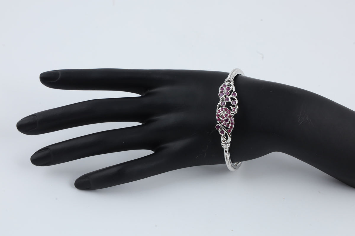 : Silver-Tone Pink Stone Bracelet